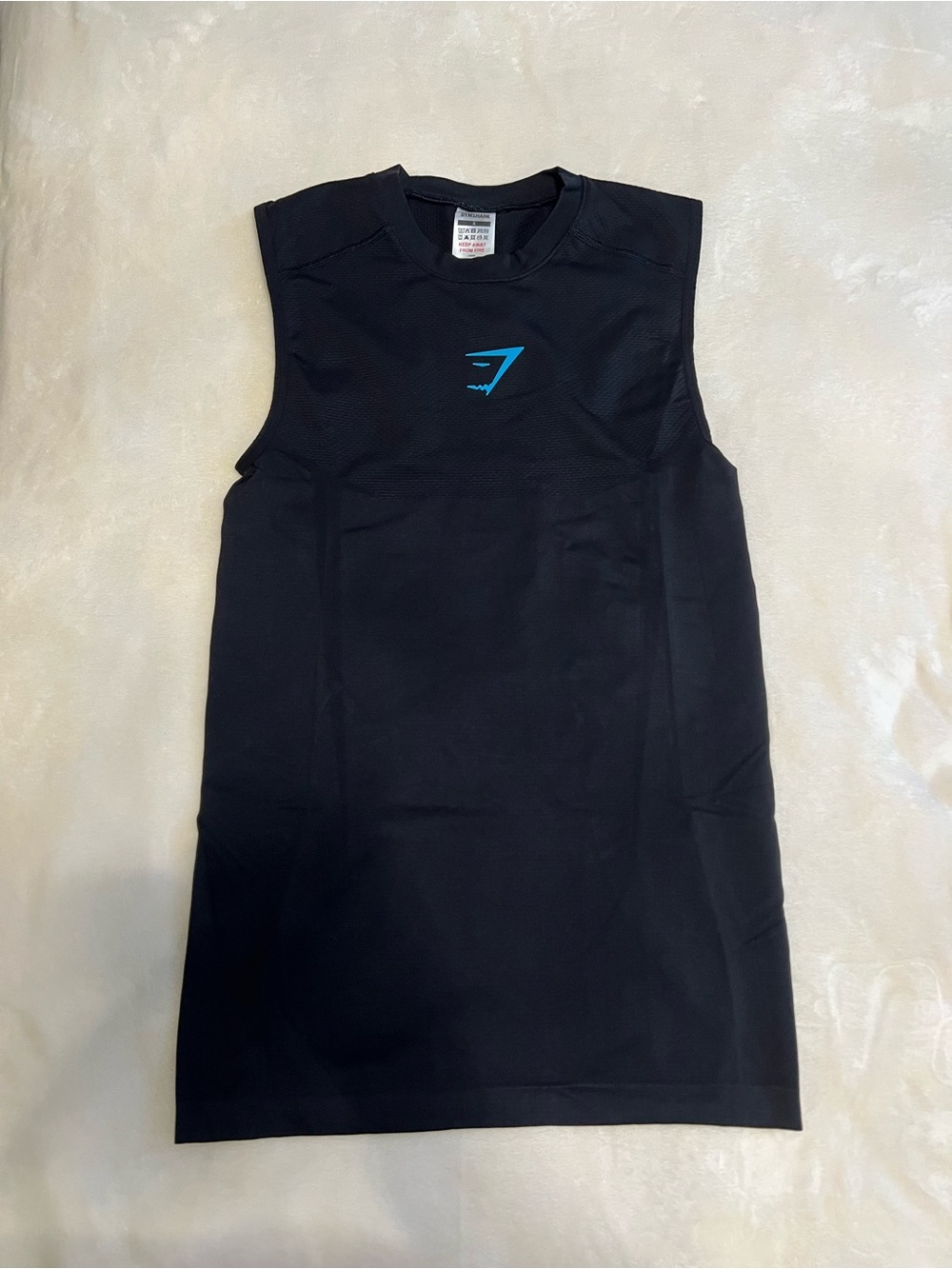 Gymshark Black Performance Crewneck Tank with Teal Logo Midnight color